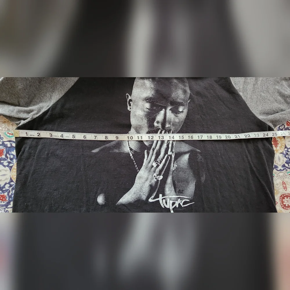 2PAC Tupac Shakur Praying Graphic Raglan Baseball‎ Tee Blk Gray 2XL 2016 Bravado